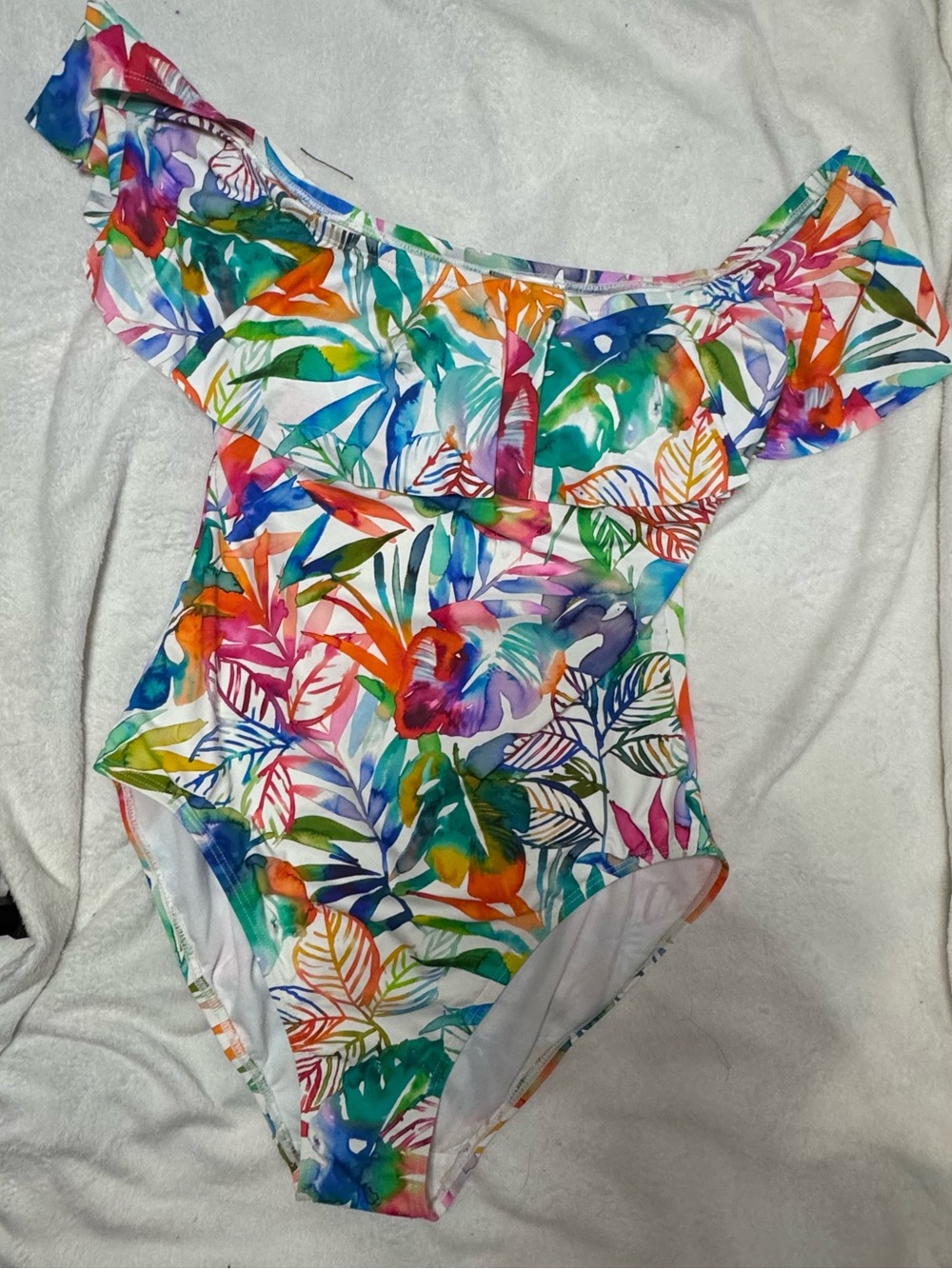 Ralph Lauren Multicolor Tropical Floral Off-Shoulder One-Piece Swimsuit